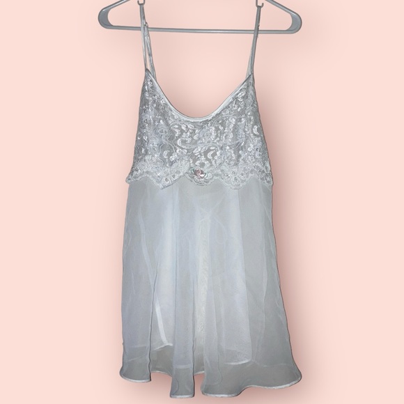 White Babydoll & Thong Set - Picture 1 of 7